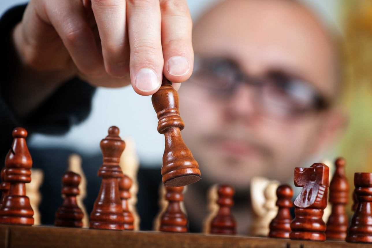 A person playing chess